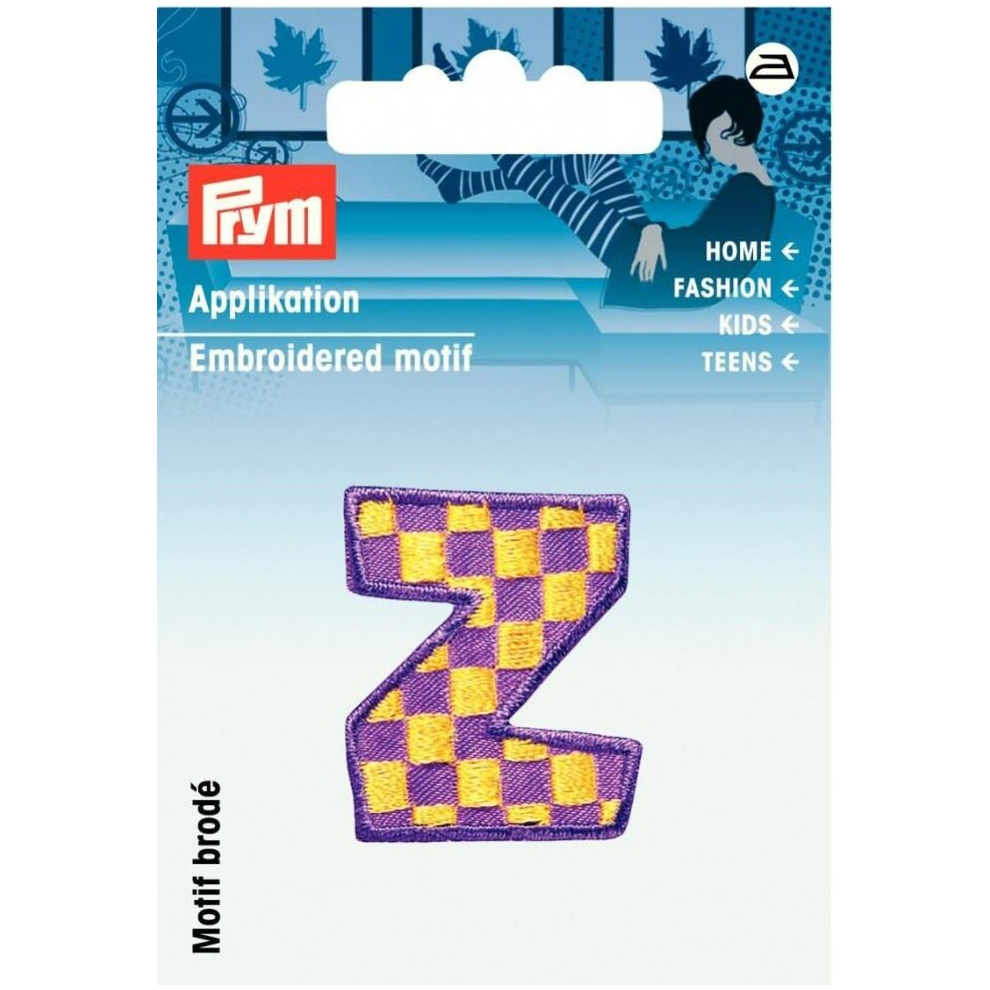 Prym Kids Letter Patch Motif  Letter Z - Lilac & Multicoloured - each