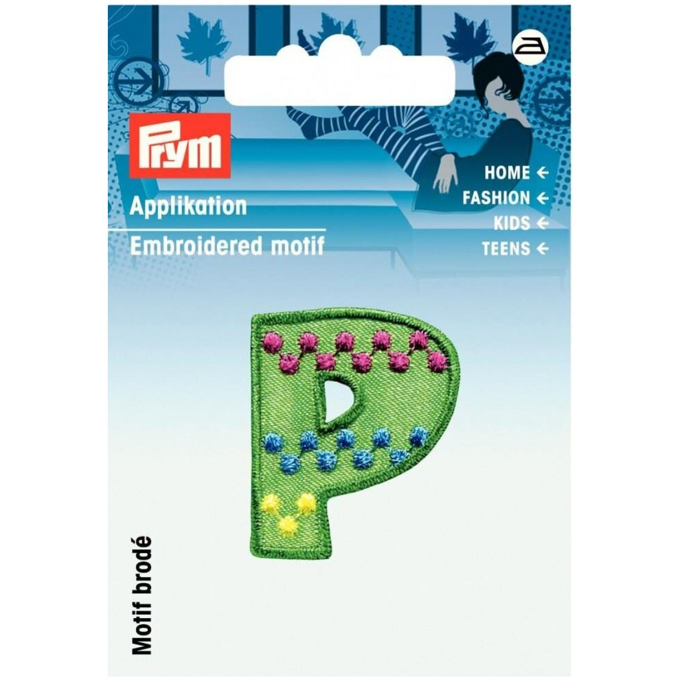 Prym Kids Letter Patch Motif Letter P - & Multicoloured - Each Green