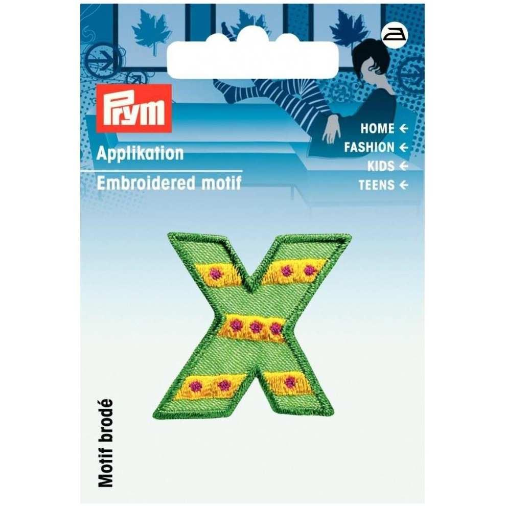 Prym Kids Letter Patch Motif Letter X - & Multicoloured - Each Green