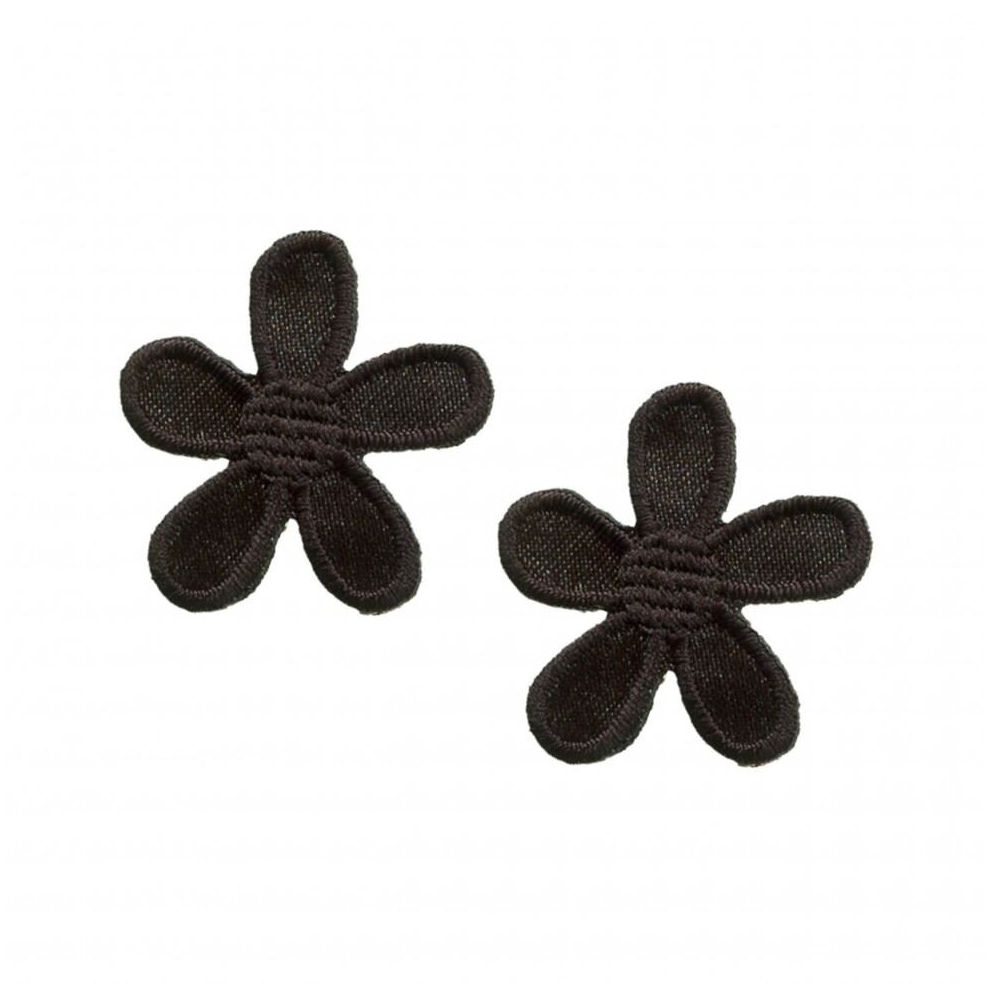 Prym Patch Motif Flowers  Black - per pack of 2
