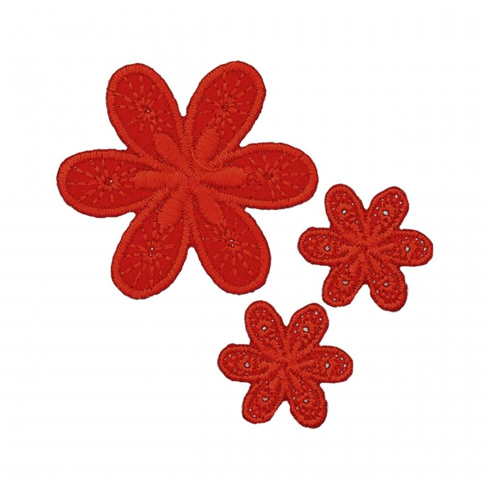 Prym Patch Motif Flowers  Red - per pack of 3