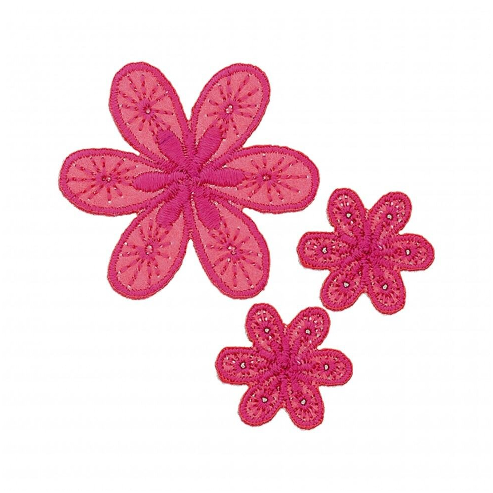 Prym Patch Motif Flowers  Pink - per pack of 3
