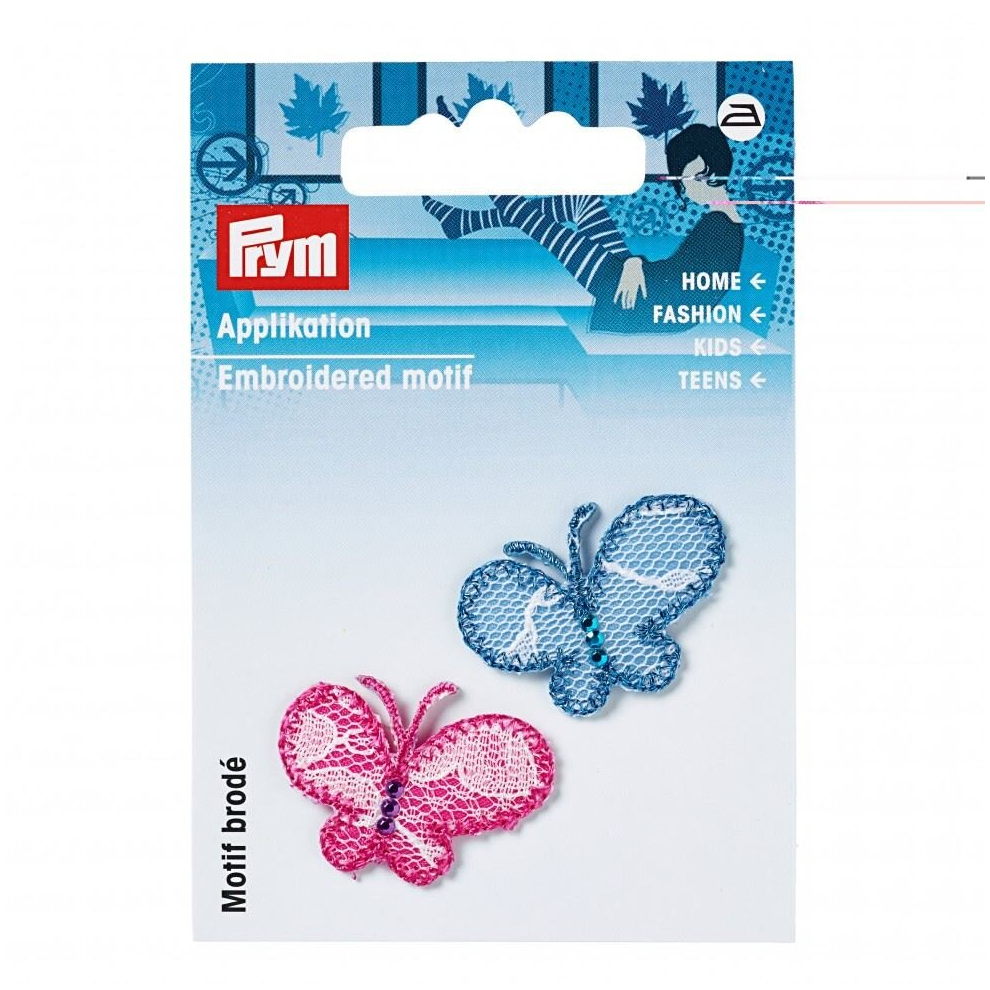 Prym Patch Motif Butterflies - Per Pack Of 2 Pink/Blue