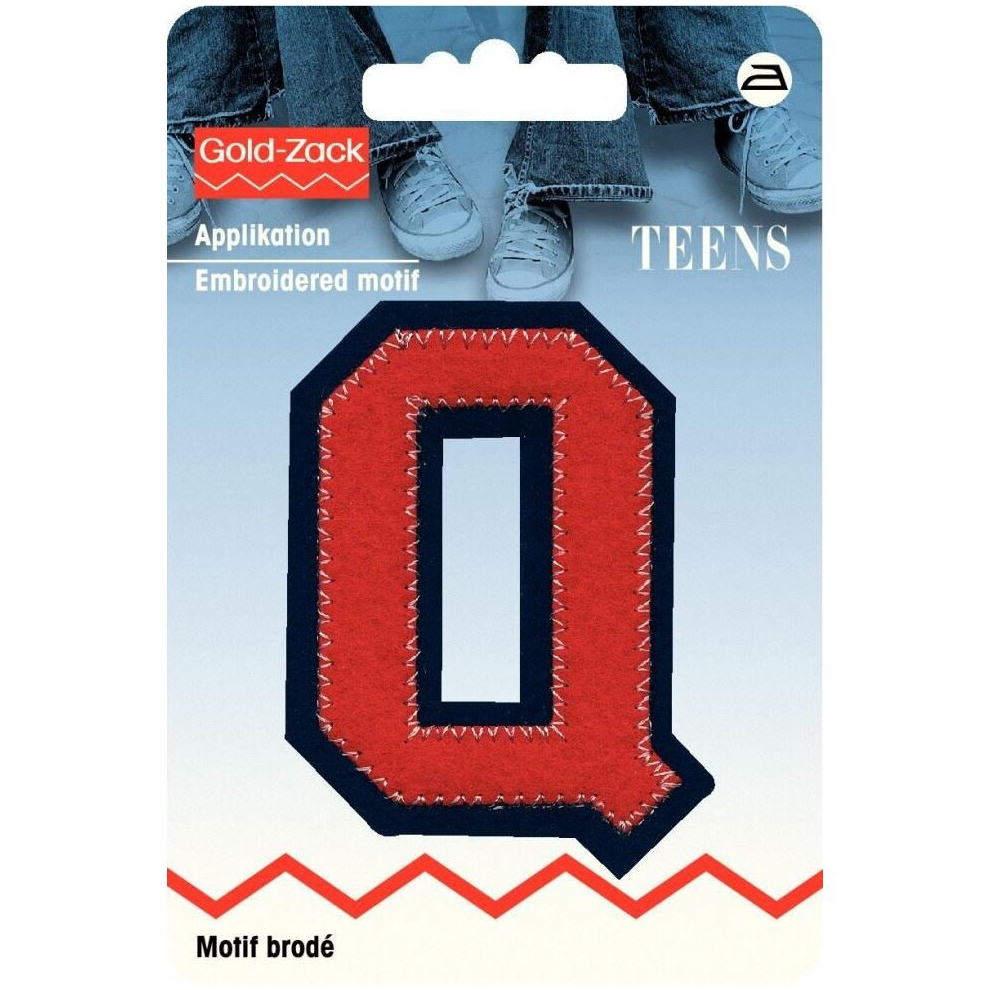 Prym Alphabet Letter Patch Motif  Red & Navy Blue - Letter Q - each