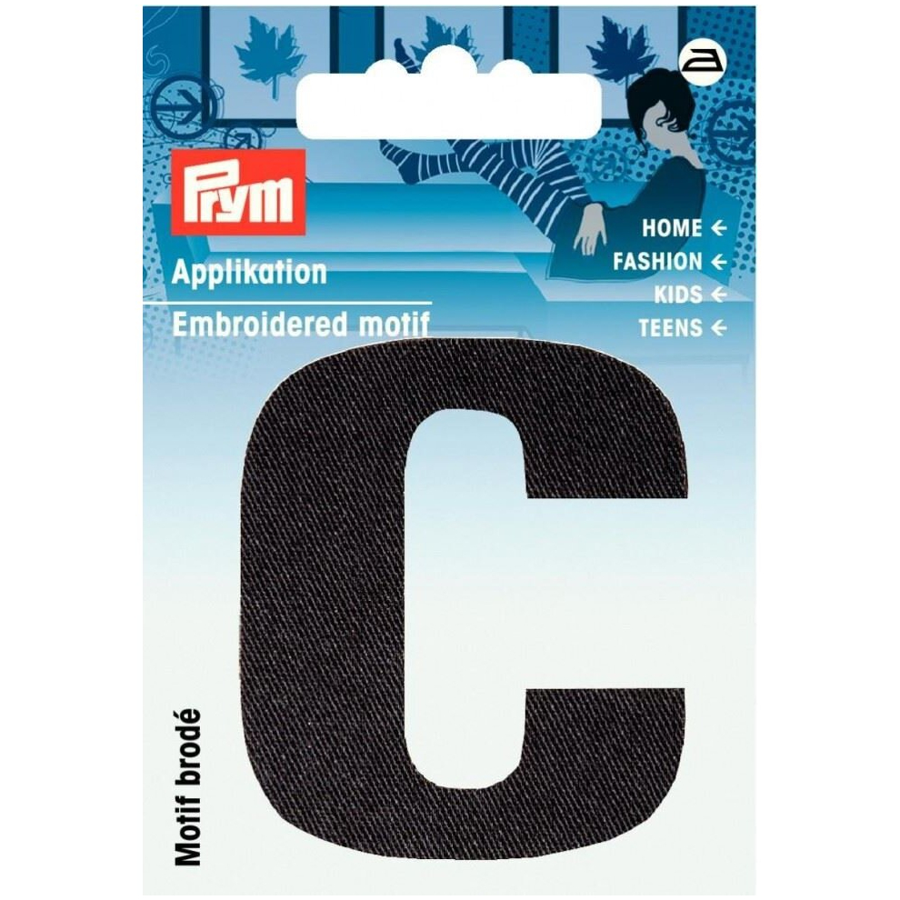 Prym Alphabet Letter Patch Motif Letter C - Each Black