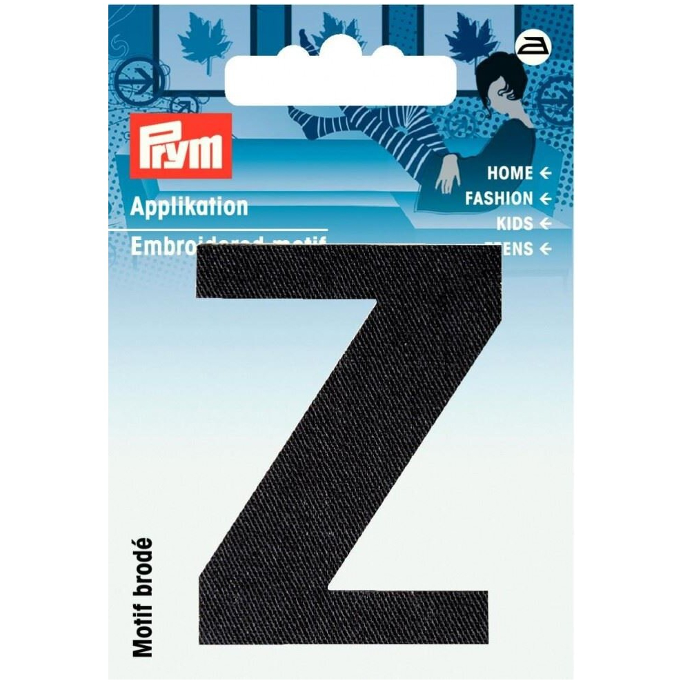 Prym Alphabet Letter Patch Motif Letter Z - Each Black