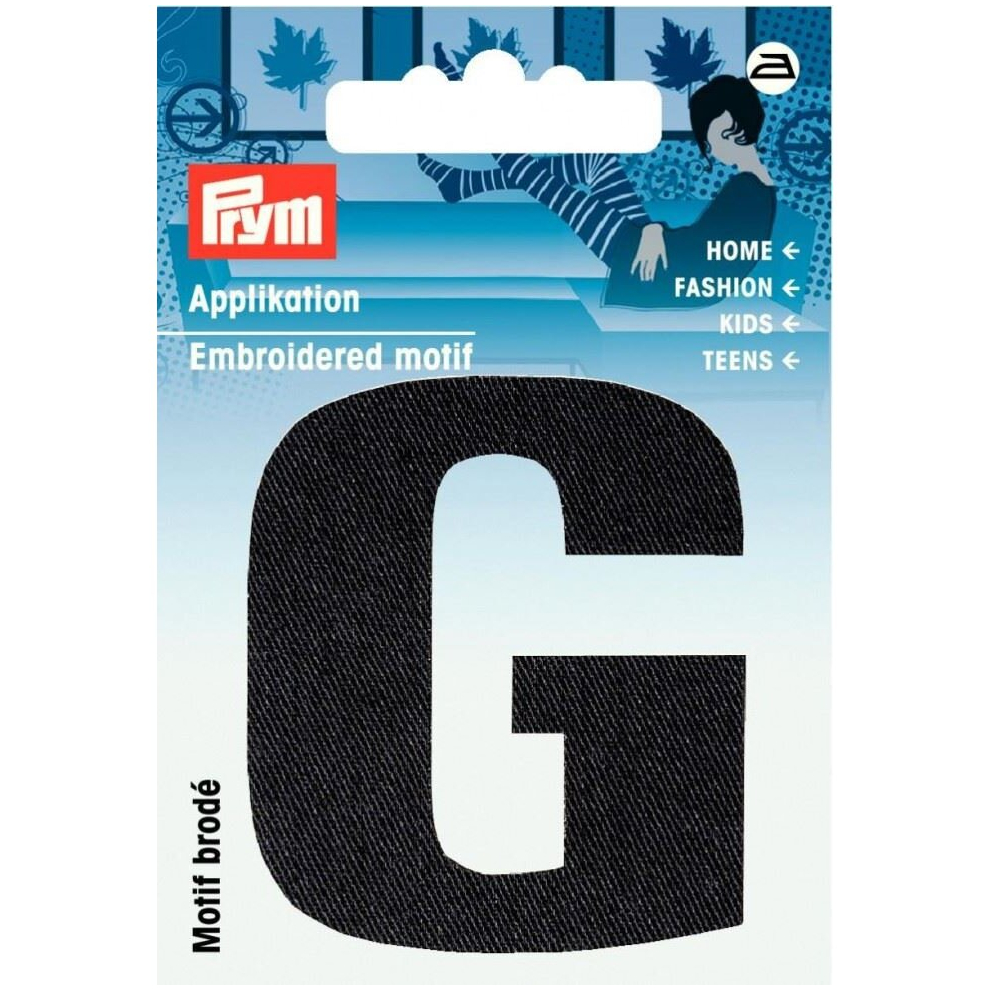 Prym Alphabet Letter Patch Motif Letter G - Each Black