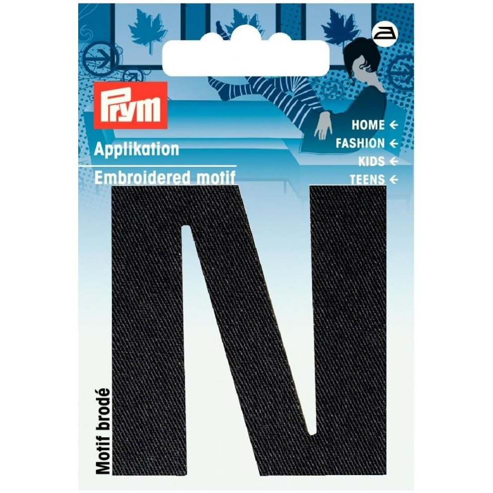Prym Alphabet Letter Patch Motif Letter N - Each Black