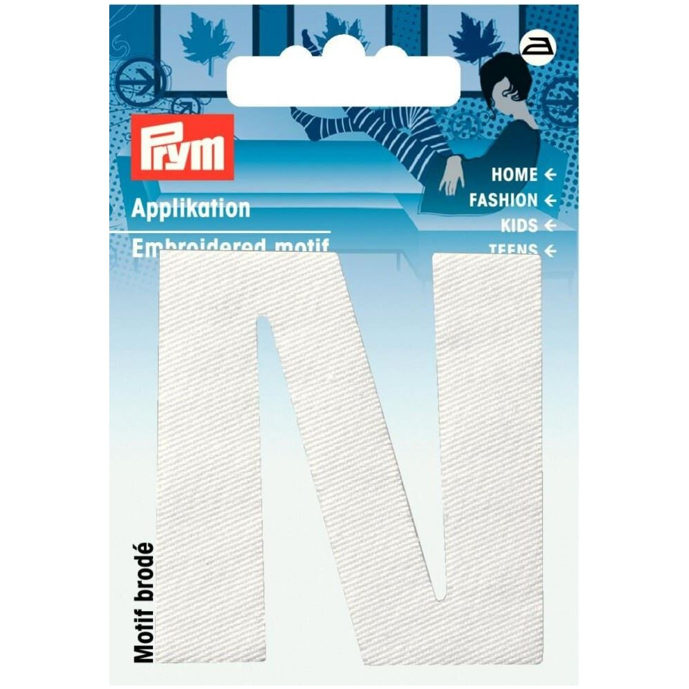 Prym Alphabet Letter Patch Motif Letter N - Each White