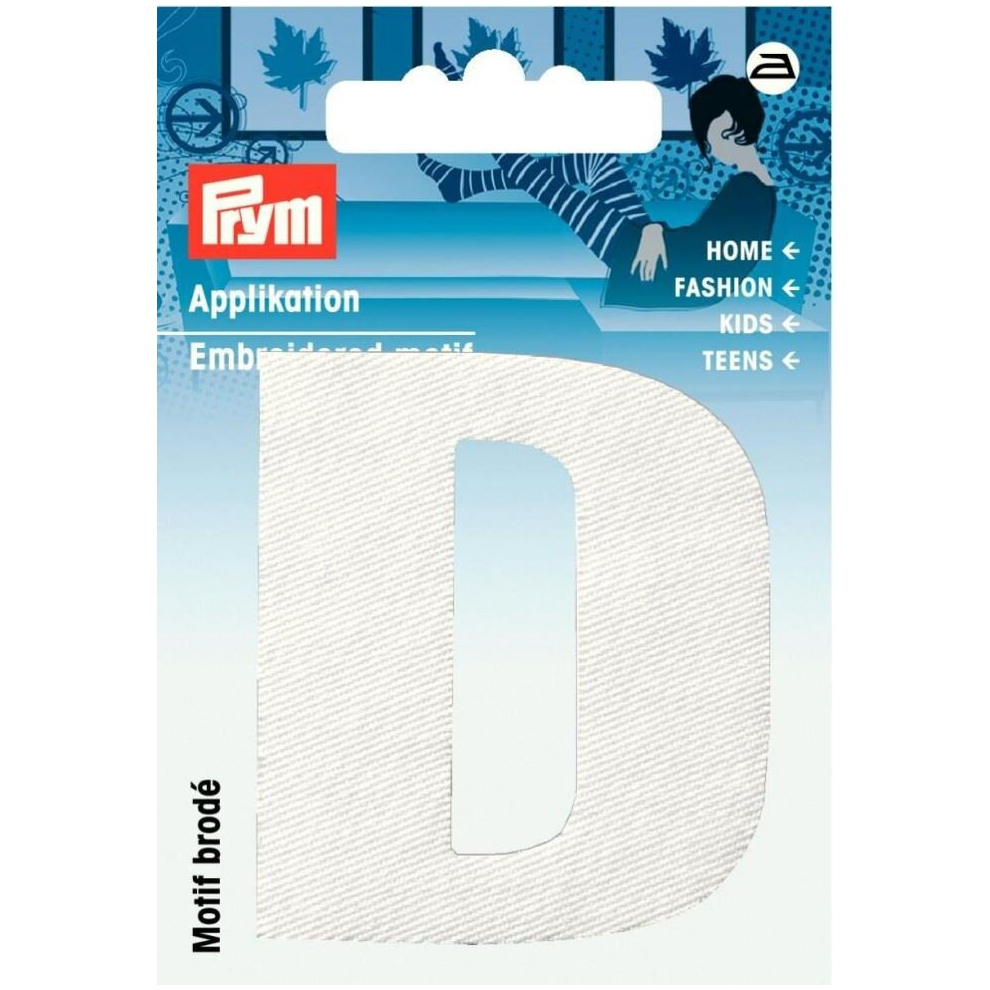 Prym Alphabet Letter Patch Motif  Letter D - White - each