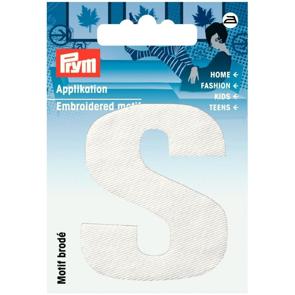 Prym Alphabet Letter Patch Motif Letter S - Each White