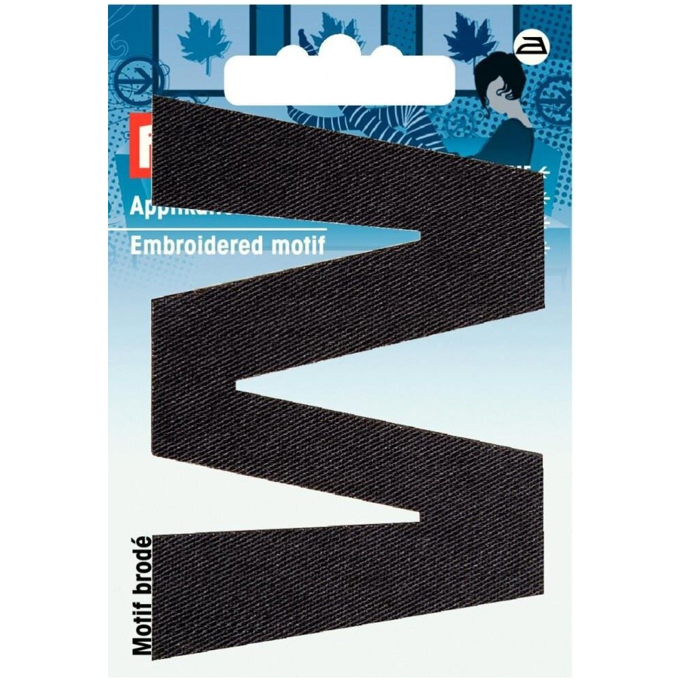 Prym Alphabet Letter Patch Motif Letter W - Each Black