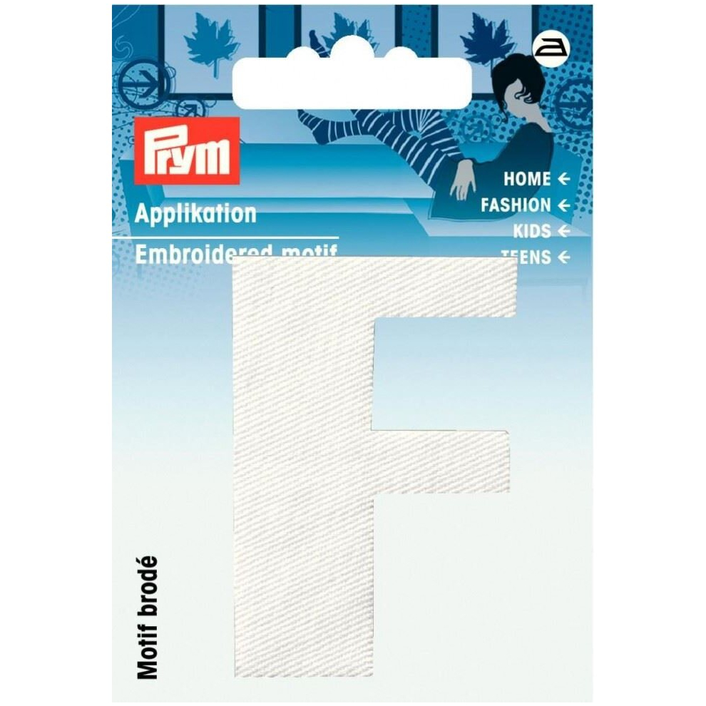 Prym Alphabet Letter Patch Motif Letter F - Each White