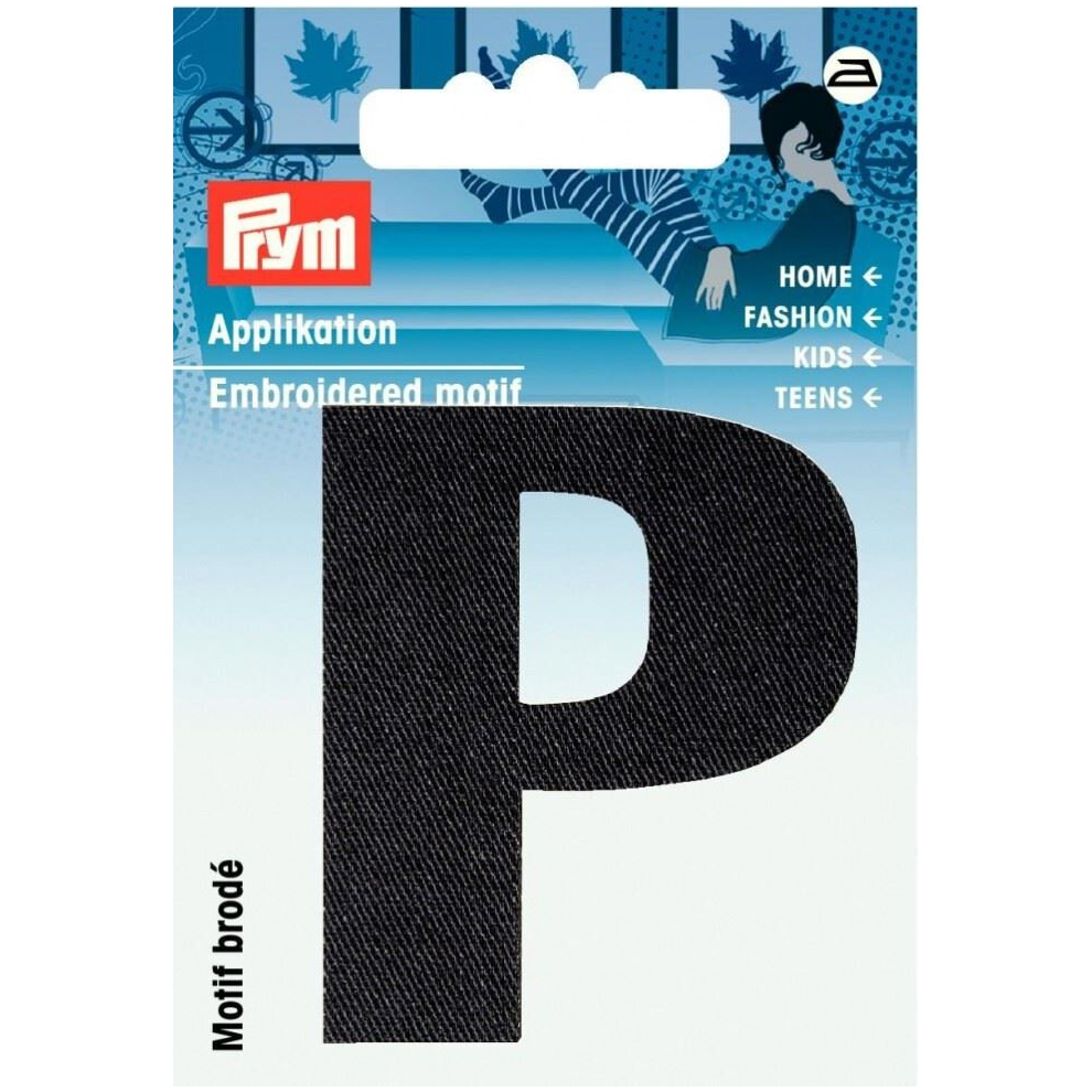 Prym Alphabet Letter Patch Motif Letter P - Each Black