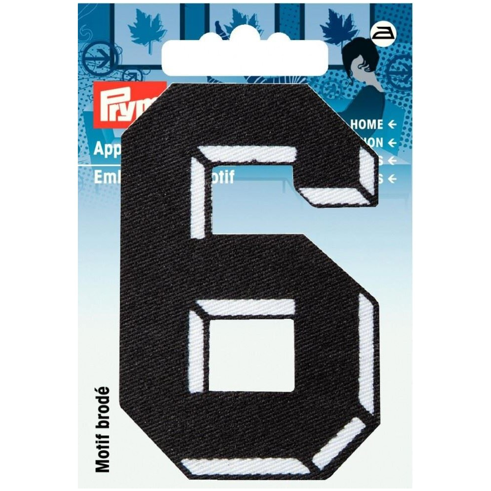 Prym Number Patch Motif  Small Number 6 - Black - each