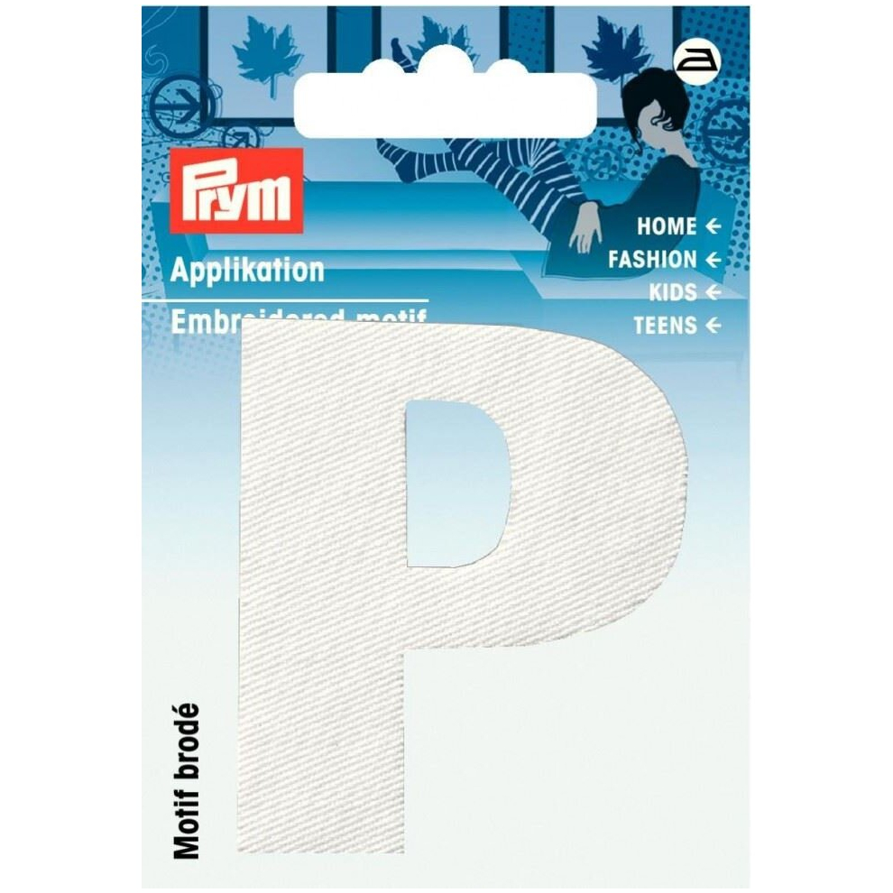 Prym Alphabet Letter Patch Motif Letter P - Each White