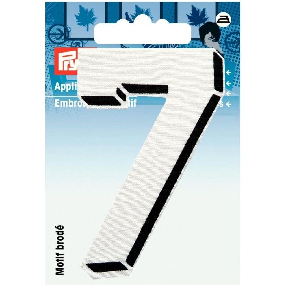 Prym Number Patch Motif  Small Number 7 - White - each