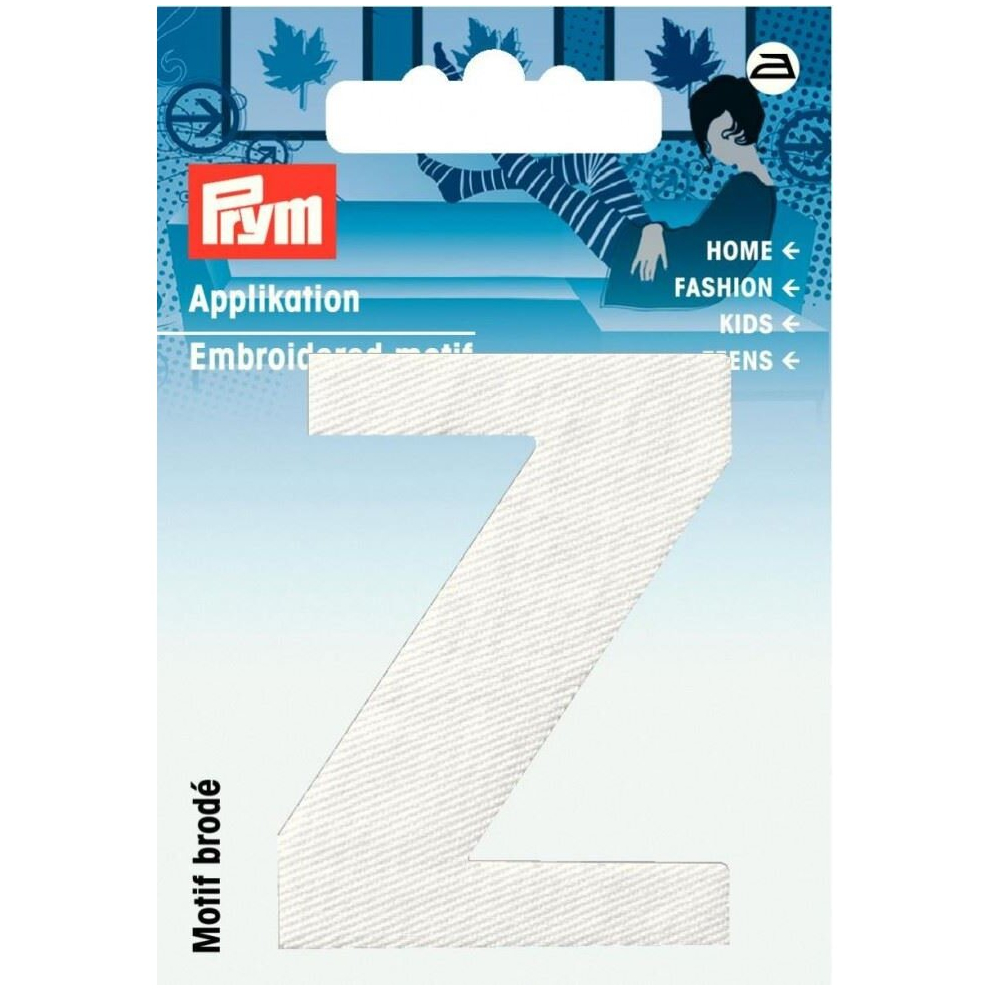 Prym Alphabet Letter Patch Motif Letter Z - White - Each