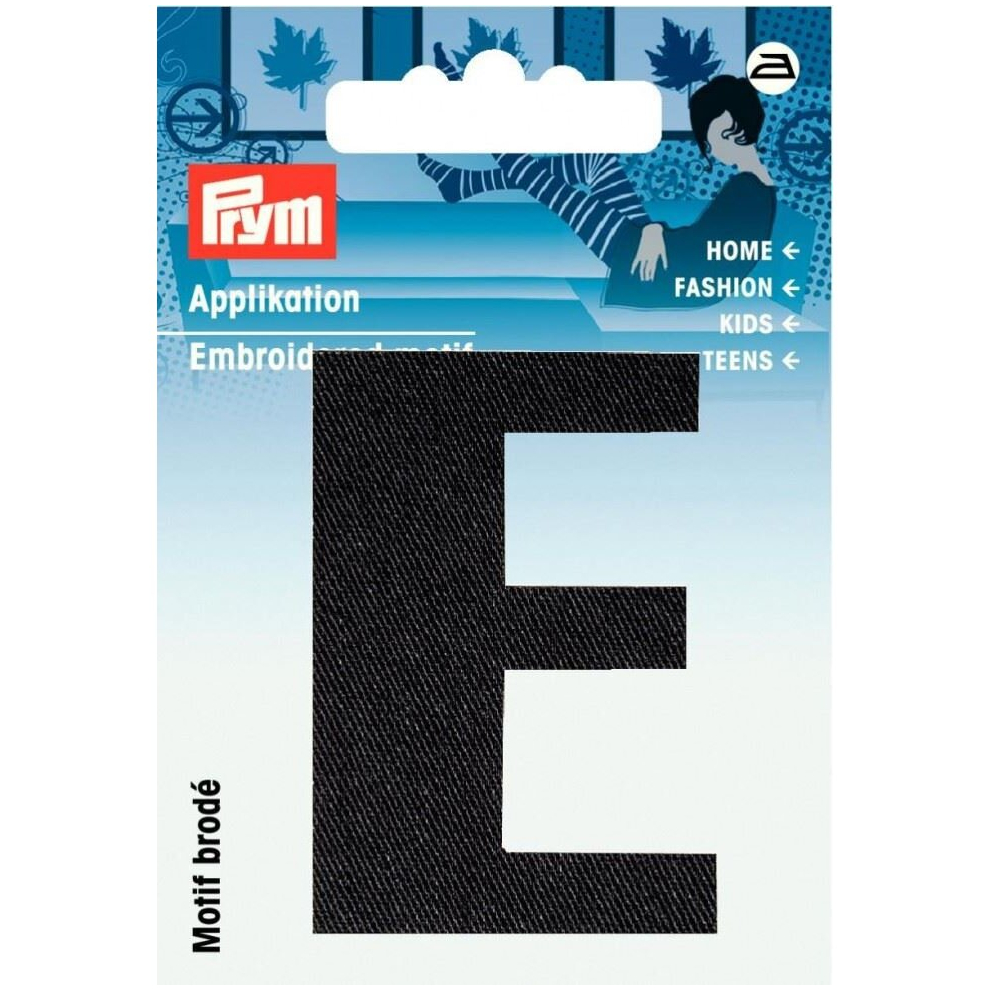 Prym Alphabet Letter Patch Motif  Letter E - Black - each