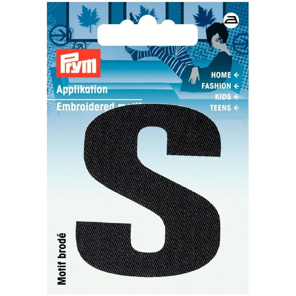 Prym Alphabet Letter Patch Motif Letter S - Each Black