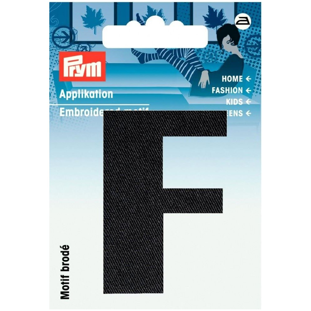 Prym Alphabet Letter Patch Motif  Letter F - Black - each