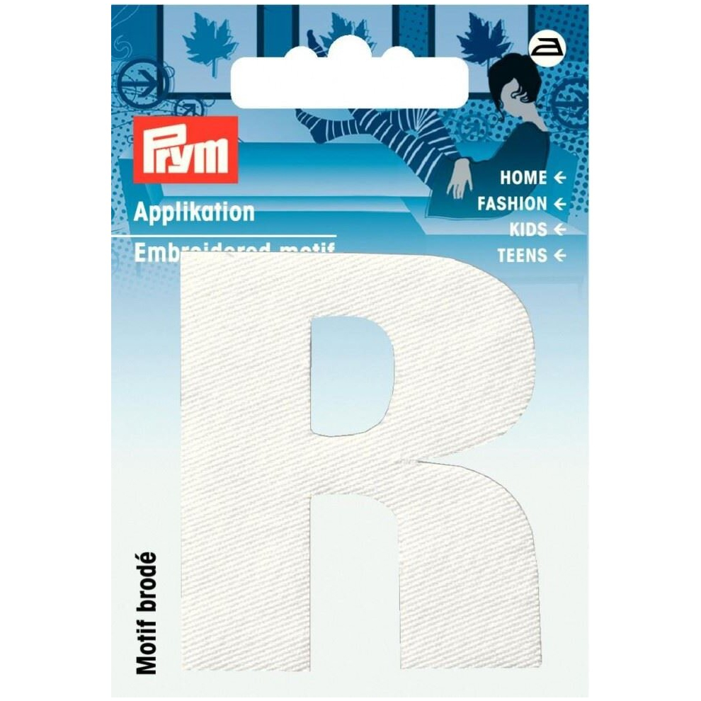 Prym Alphabet Letter Patch Motif  Letter R - White - each