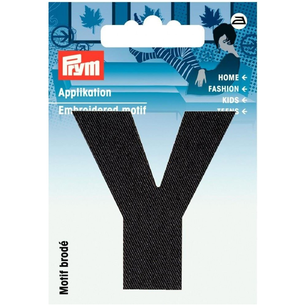 Prym Alphabet Letter Patch Motif Letter Y - Black - Each
