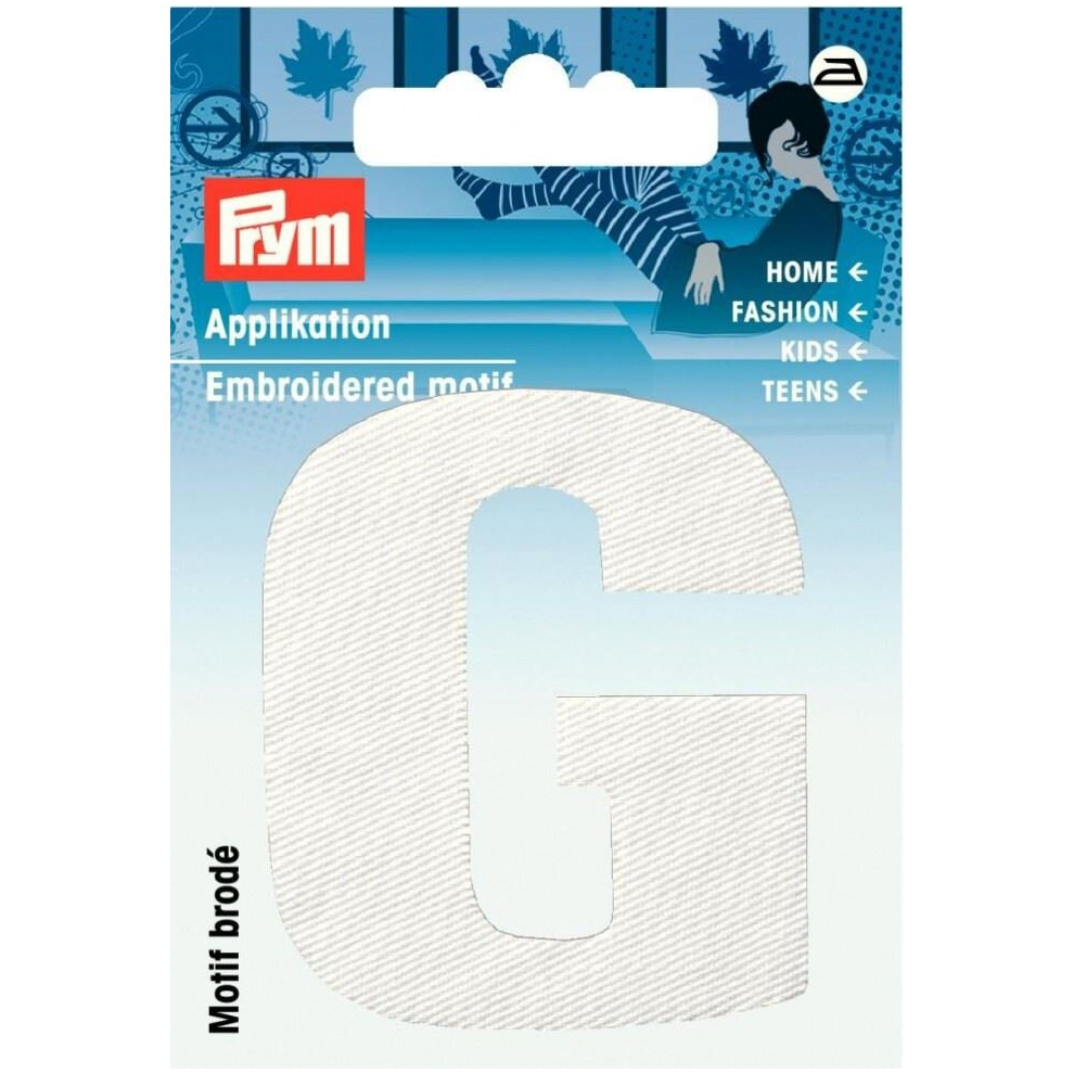 Prym Alphabet Letter Patch Motif Letter G - Each White