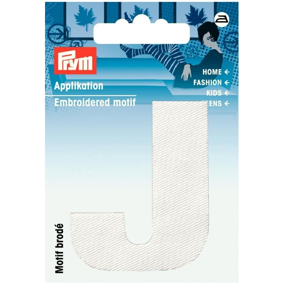 Prym Alphabet Letter Patch Motif Letter J - Each White