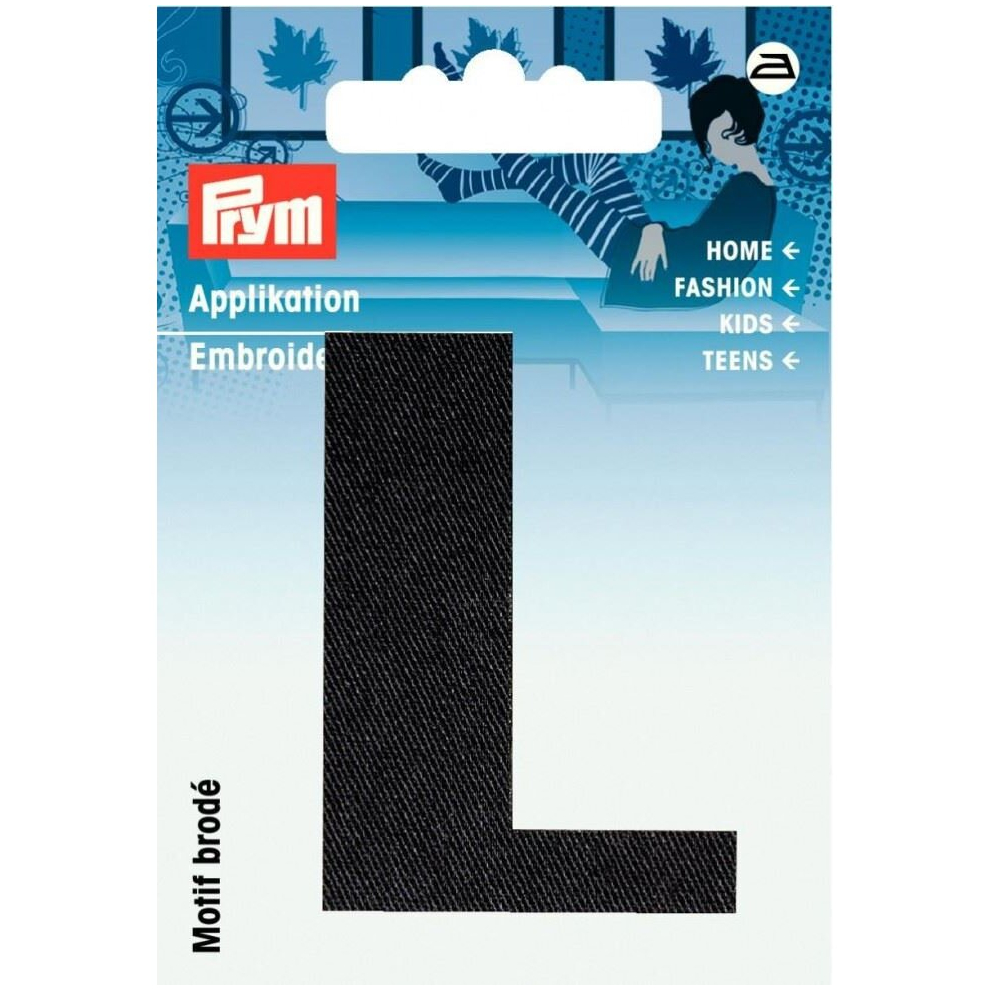 Prym Alphabet Letter Patch Motif Letter L - Black - Each