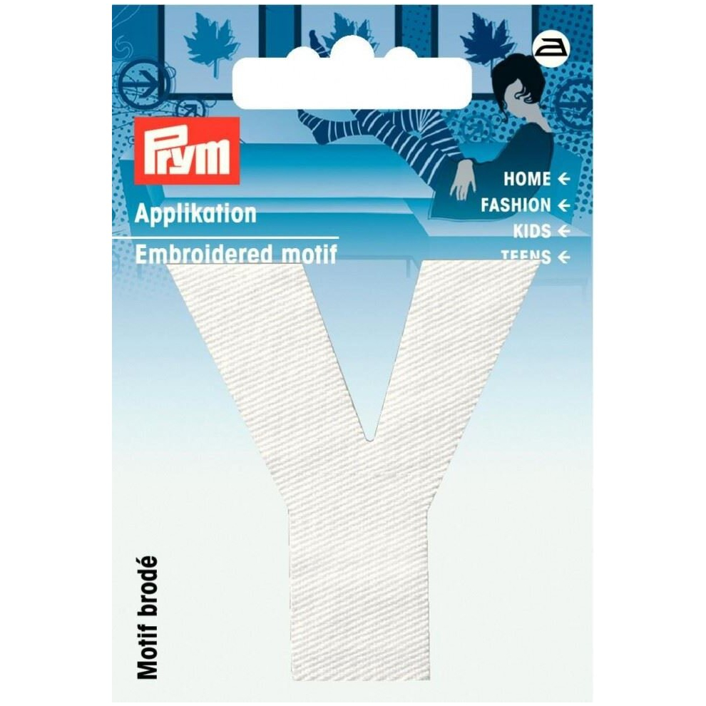 Prym Alphabet Letter Patch Motif Letter Y - White - Each