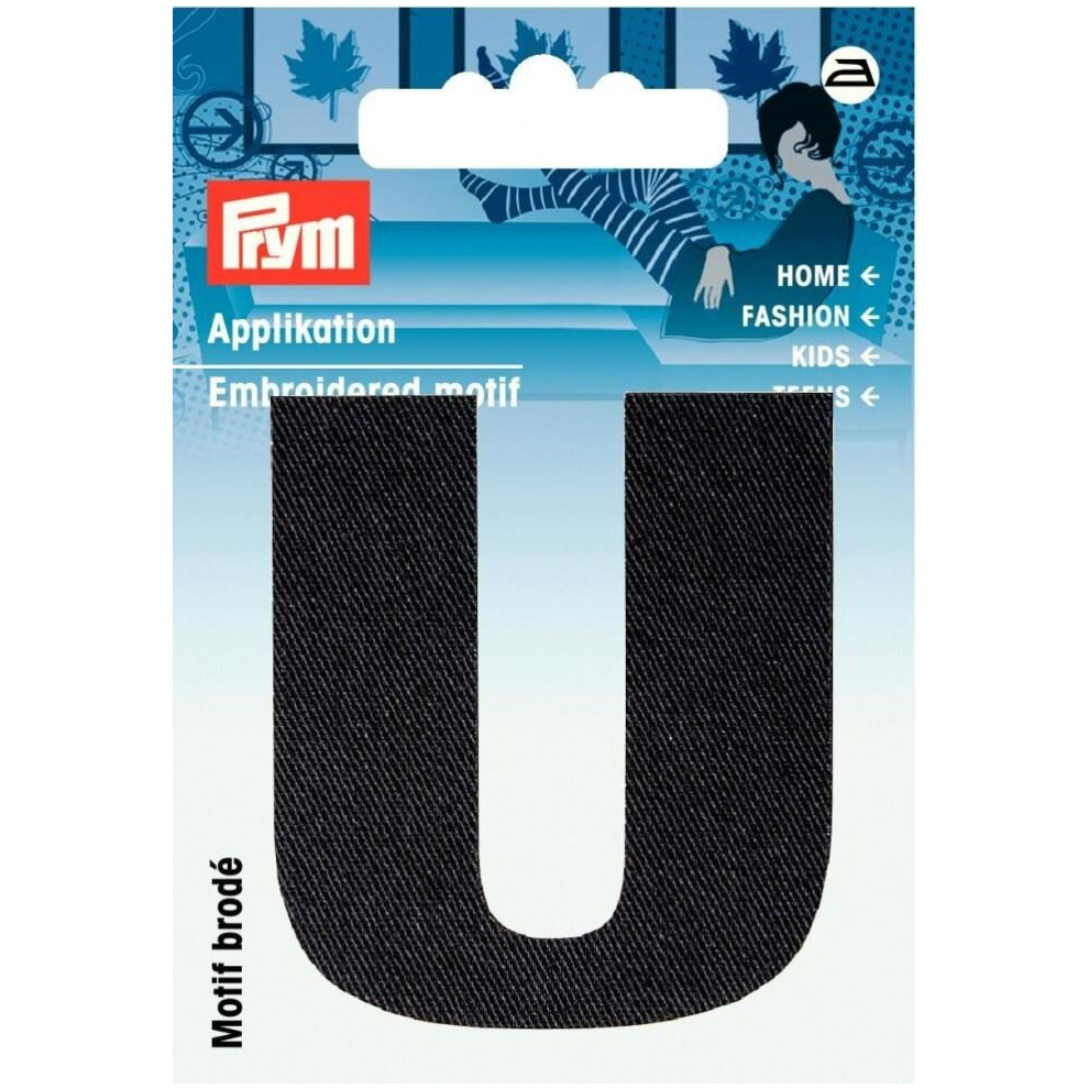Prym Alphabet Letter Patch Motif Letter U - Each Black