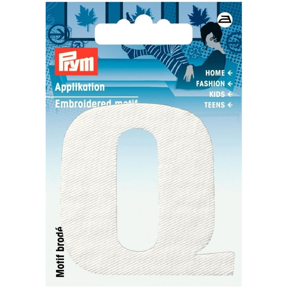 Prym Alphabet Letter Patch Motif Letter Q - Each White