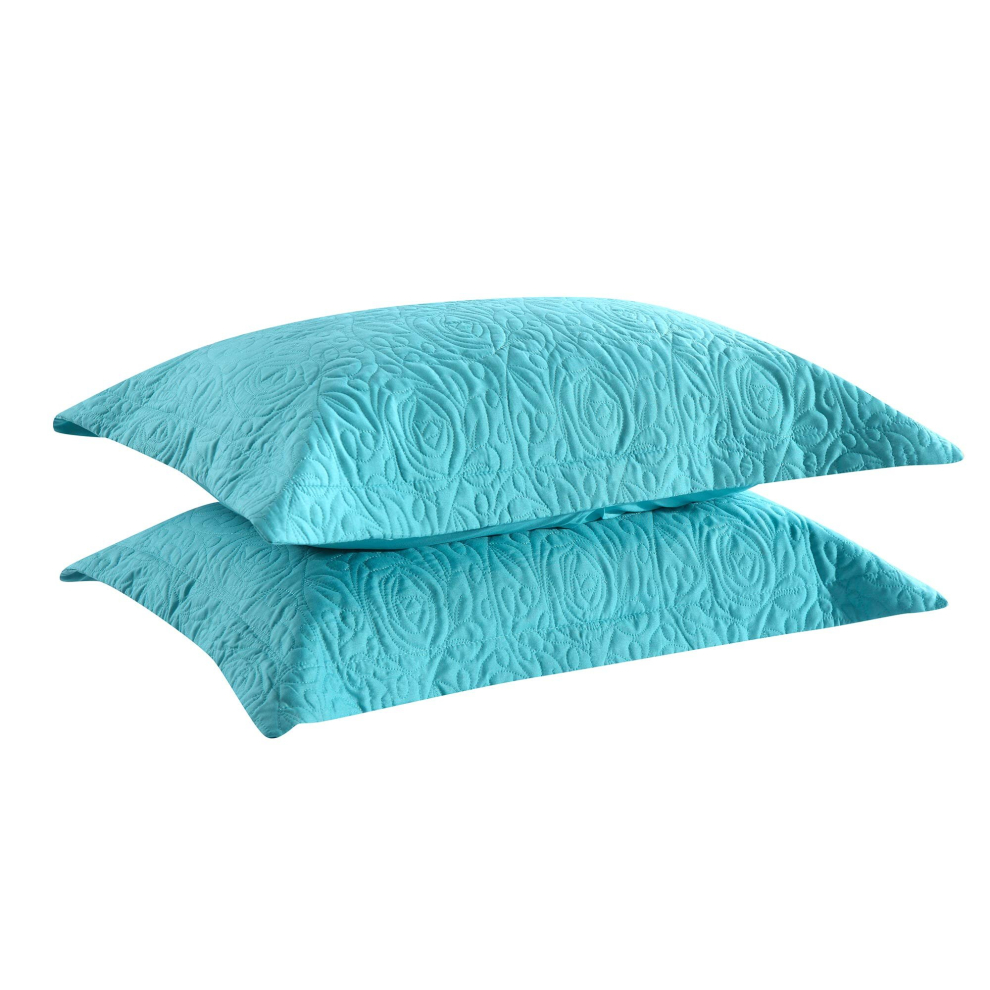 MarCielo Lot de 2 taies d'oreiller brodes en microfibre dcoratives pour lit king size (turquoise)
