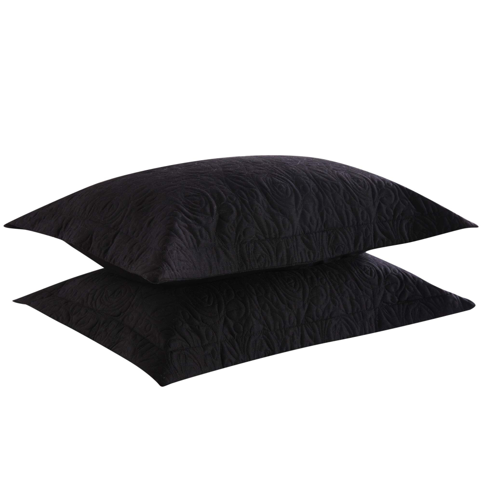 MarCielo Lot de 2 taies d'oreiller brodes en microfibre dcoratives pour lit king size (noir)
