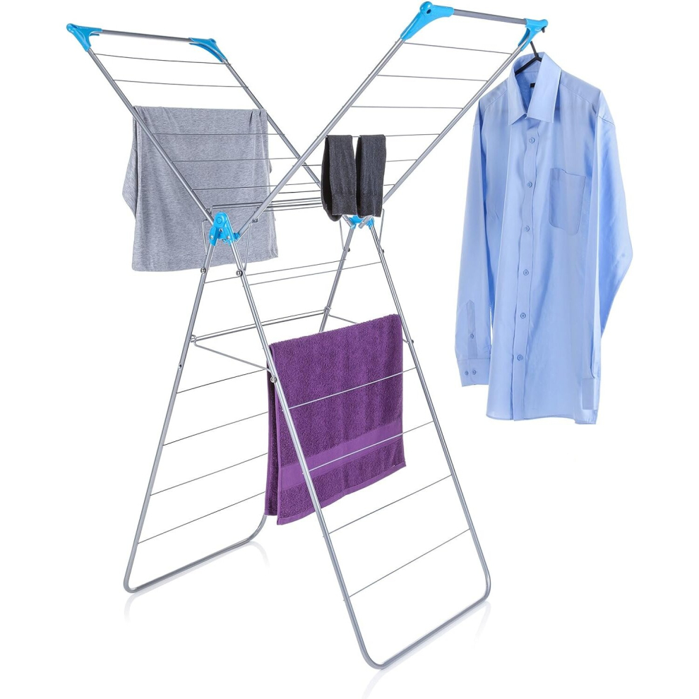Minky X Wing 15M Indoor Airer With Drying Space Metal - White/Blue