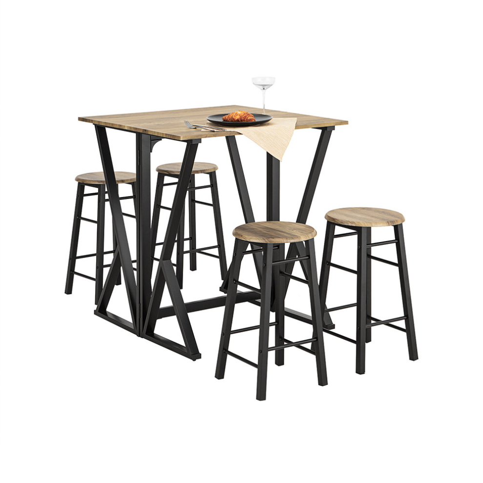 SoBuy® OGT24-N, Half-folded Bar Table and 4 Stools, 5 Pieces Kitchen Breakfast Bar Set