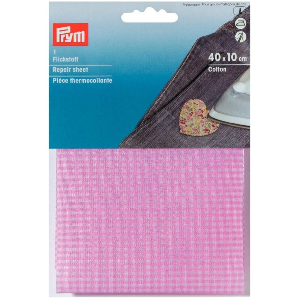 Prym Gingham Cotton Repair Sheet Pale Pink/White - Each