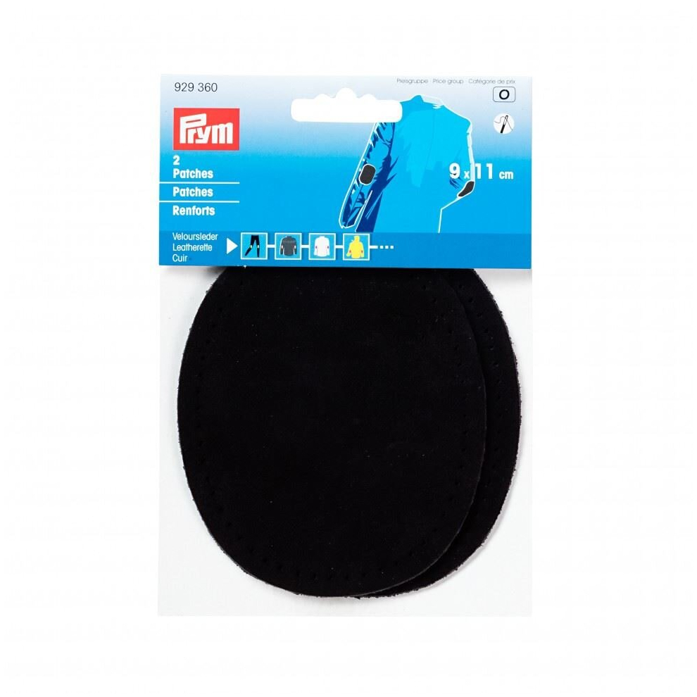 Prym Velour Leather Elbow Patches  Black - per pack of 2