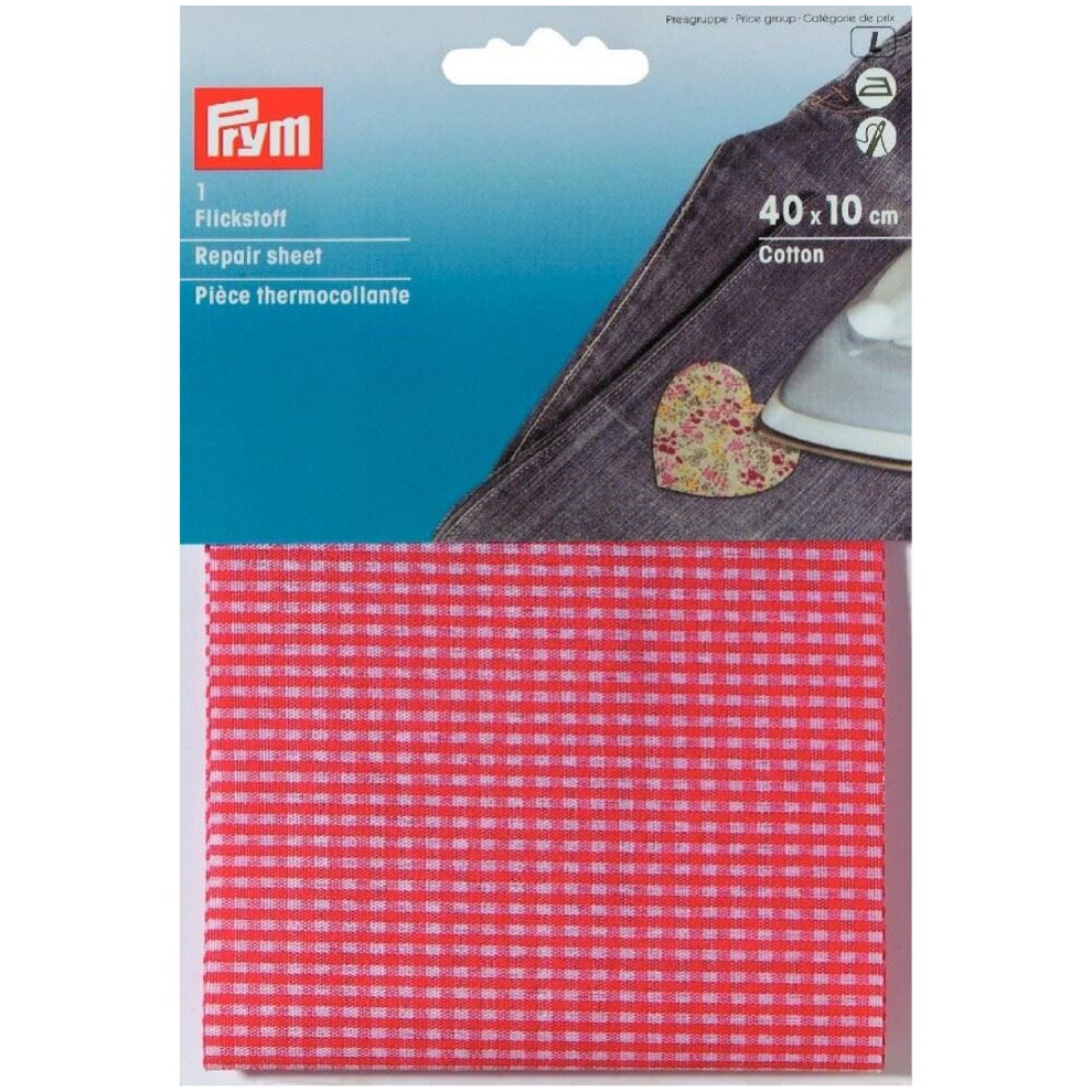 Prym Gingham Cotton Repair Sheet  Red/White - each