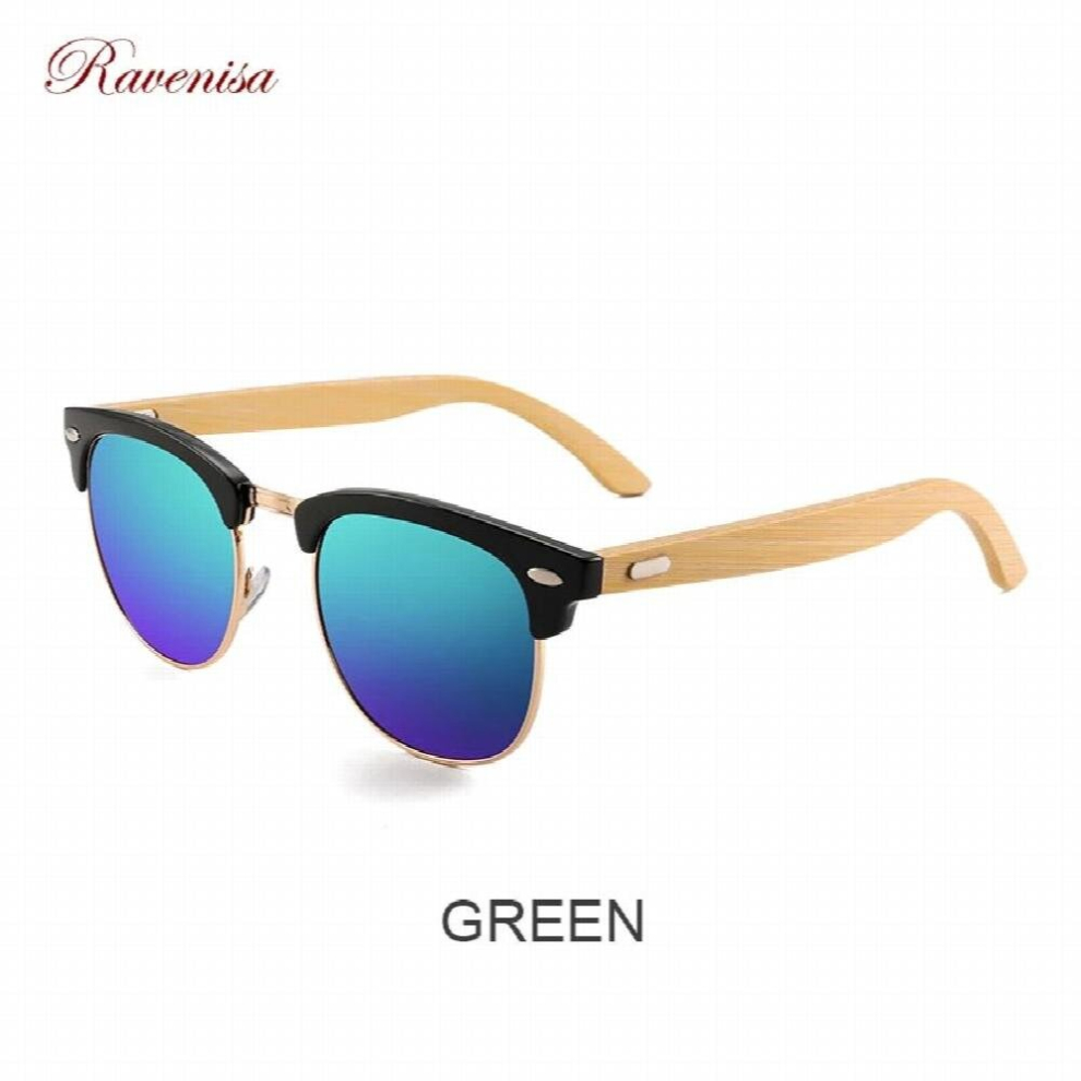 Retro Half Frame Sun Glasses Bamboo Sunglasses For Women Men Coating Driving Eyewear Protective Goggle-image-OPC-PCR9XHK-NEW