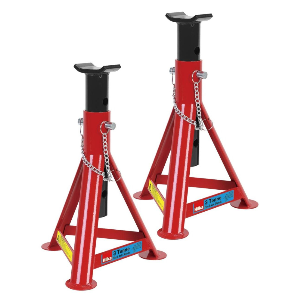 HILKA AXLE STAND 3 TON TONNE FIXED STANDS LIFT JACK 3T RED HEAVY DUTY 82430030