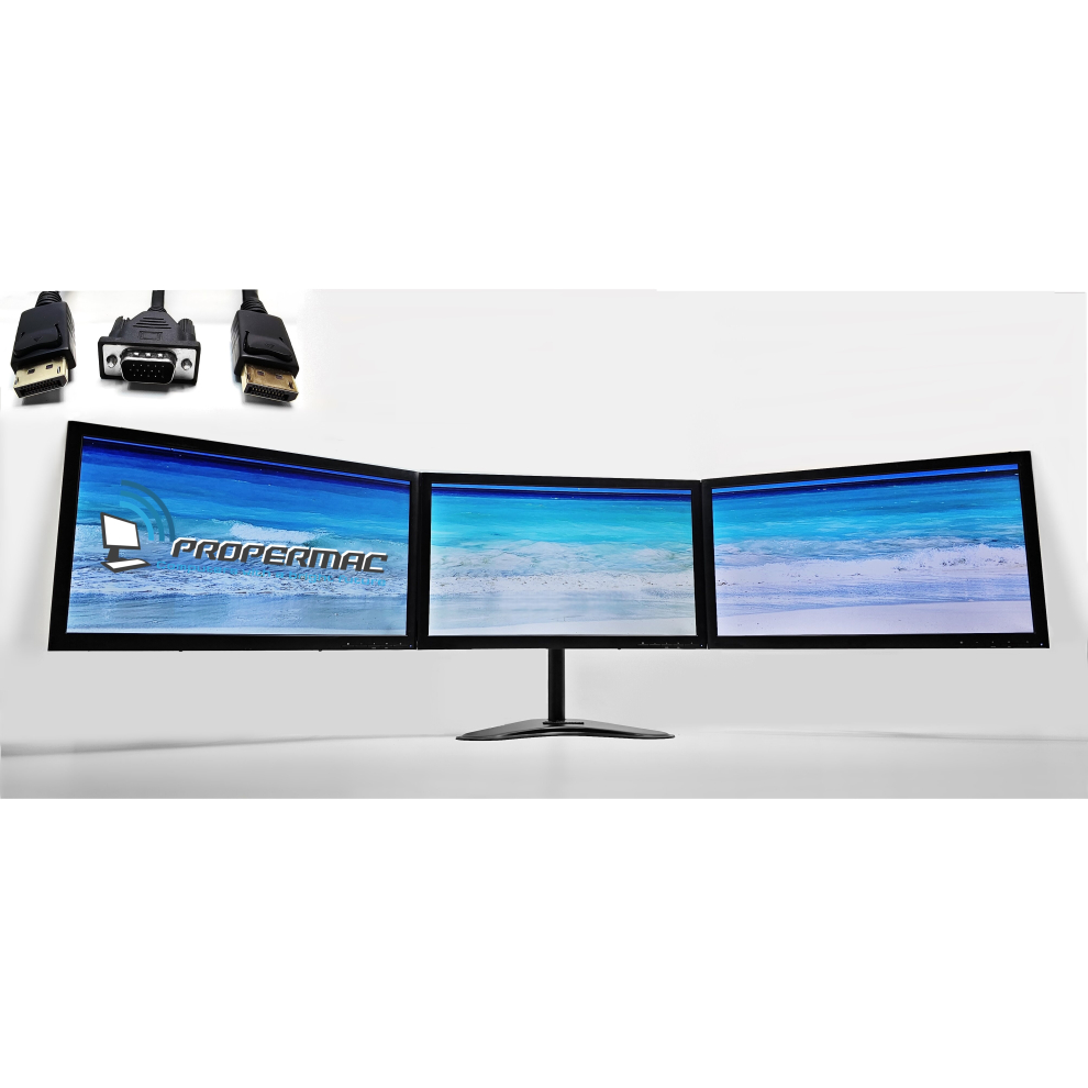 Propermac Triple Monitor Multi Screen Bundle Set 3 X 23" 1920 X 1080 Dp Dp Vga