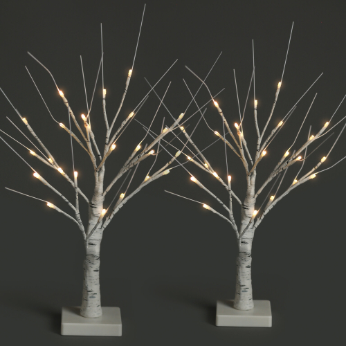 NETTA (White, Set of 2) NETTA 60cm Twig Birch Tree with Warm White LEDs