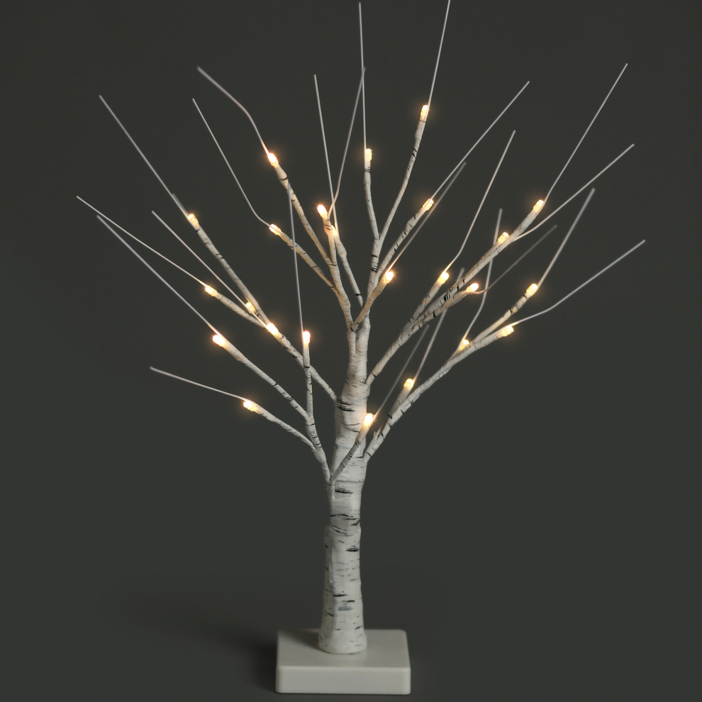 (White, Set of 1) NETTA 60cm Twig Birch Tree with Warm White LEDs