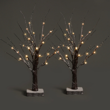 (Brown, Set of 2) NETTA 60cm Twig Birch Tree with Warm White LEDs