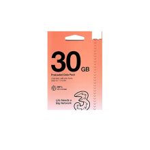 (30Gb) Three Preloaded PAYG Voice SIM Pack