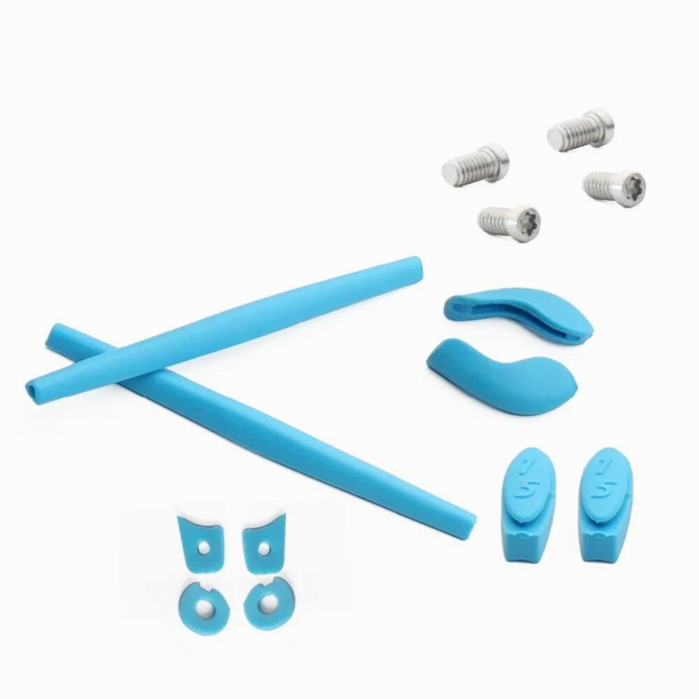 Millerswap Rubber Kit Temple Arm Ear Socks/Leg & Nose Pad Nose Holder & Screw-T6-4 Pieces Set for-Oakley Juliet - Sky