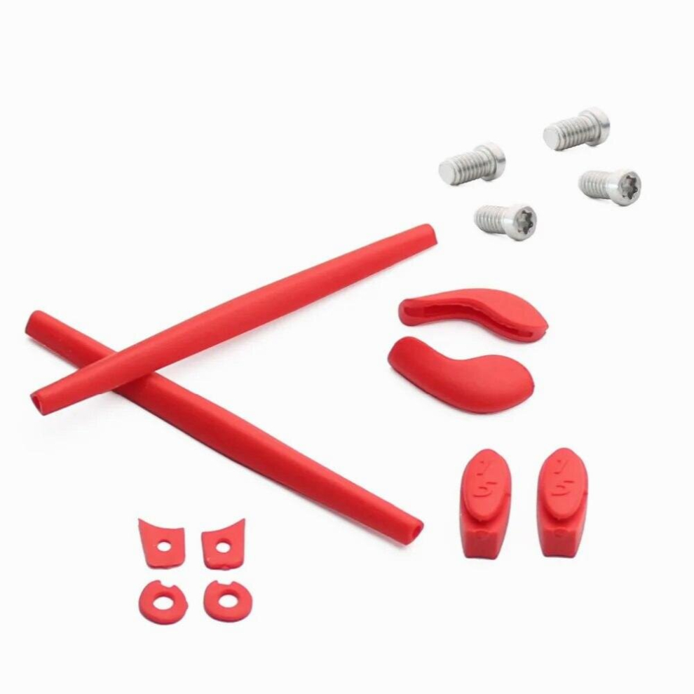 Millerswap Rubber Kit Temple Arm Ear Socks/Leg & Nose Pad Nose Holder & Screw-T6-4 Pieces Set for-Oakley Juliet - Red Kits