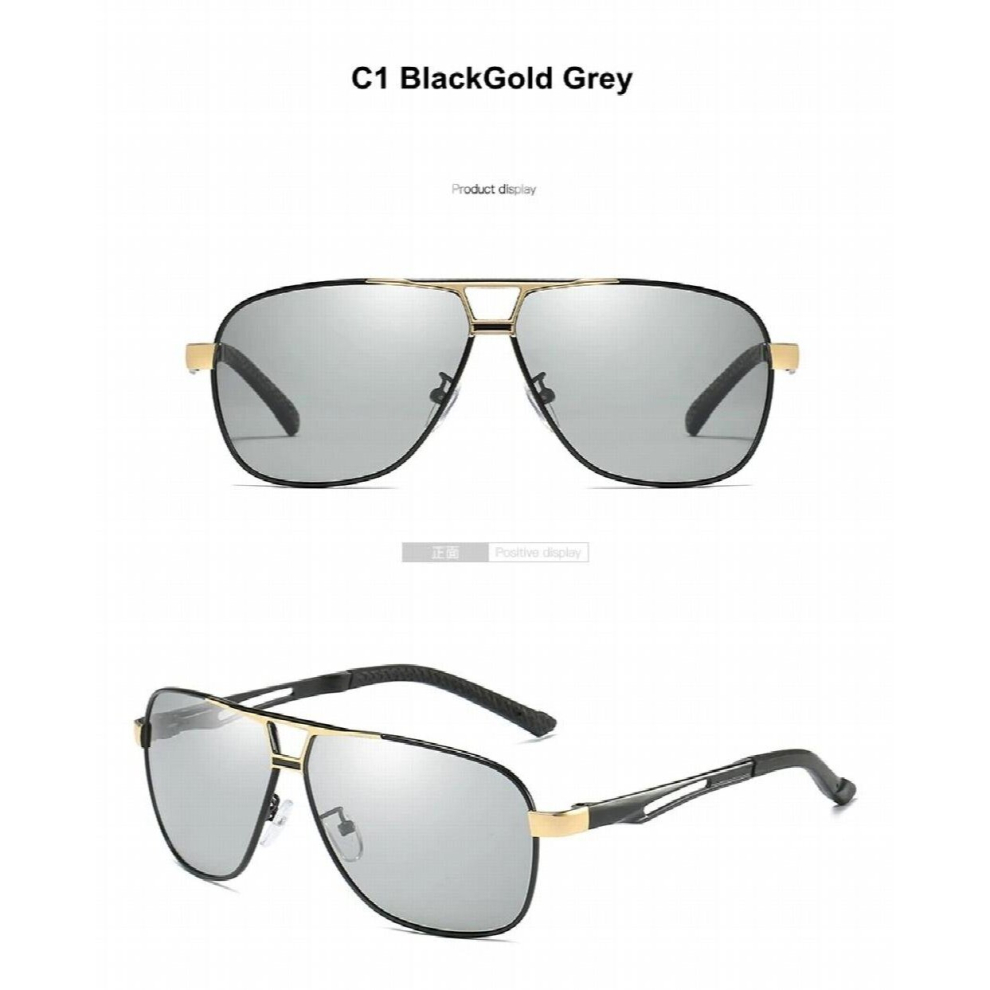 Arrival Photochromic Sunglasses Men Business Concise Style Polarized Photochromic Grey Yellow Pilot Sunglasses UV400-image-OPC-PCRBGCB-NEW